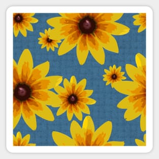 Blackeyed Susan on Burlap Blue Repeat 5748 Sticker